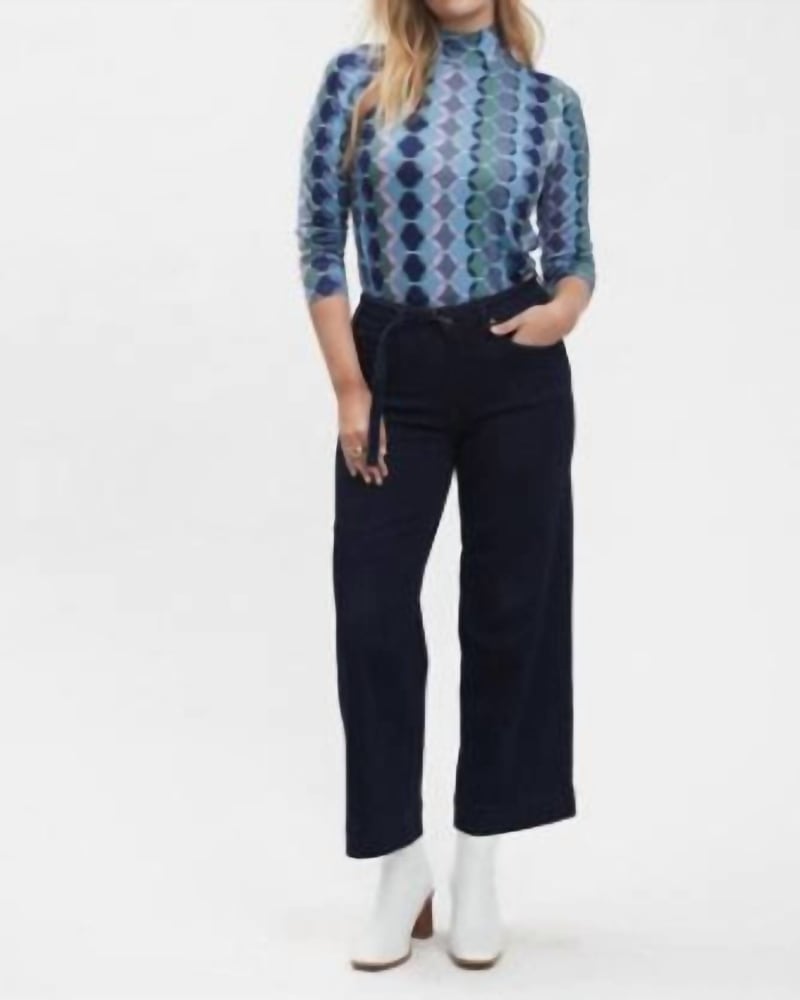Front of a model wearing a size 10 Olivia Wide Leg Trouser In Black in Black by FDJ. | dia_product_style_image_id:358078